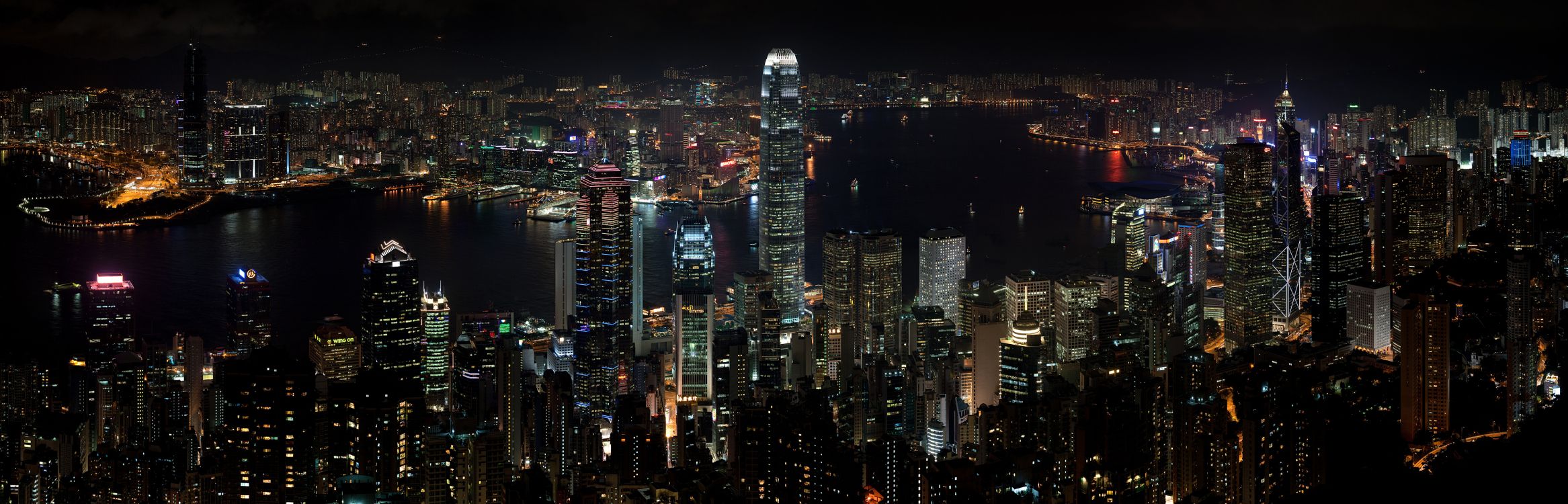 city skyline during night time