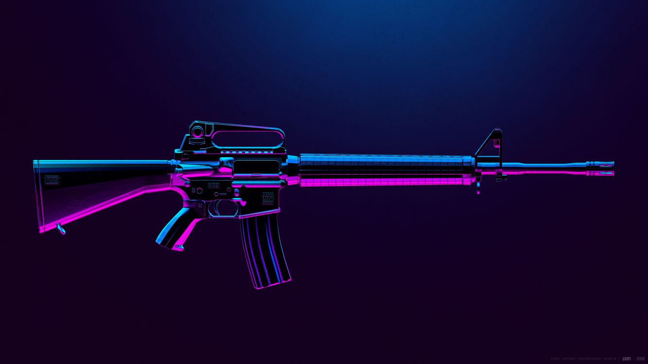 PUBG, PLAYERUNKNOWN'S BATTLEGROUNDS, Rifle M16, Azul, Morado. Wallpaper in 3840x2160 Resolution