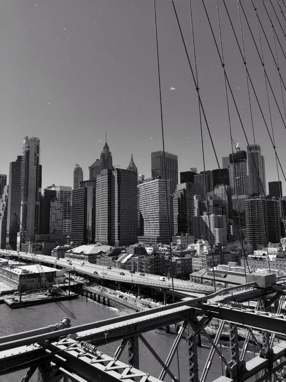 grayscale photo of city buildings