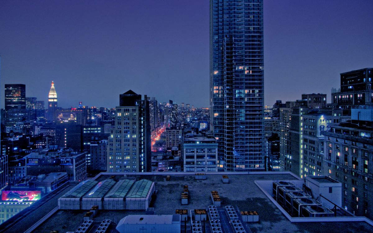 city skyline during night time