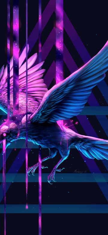 Image purple and blue bird illustration