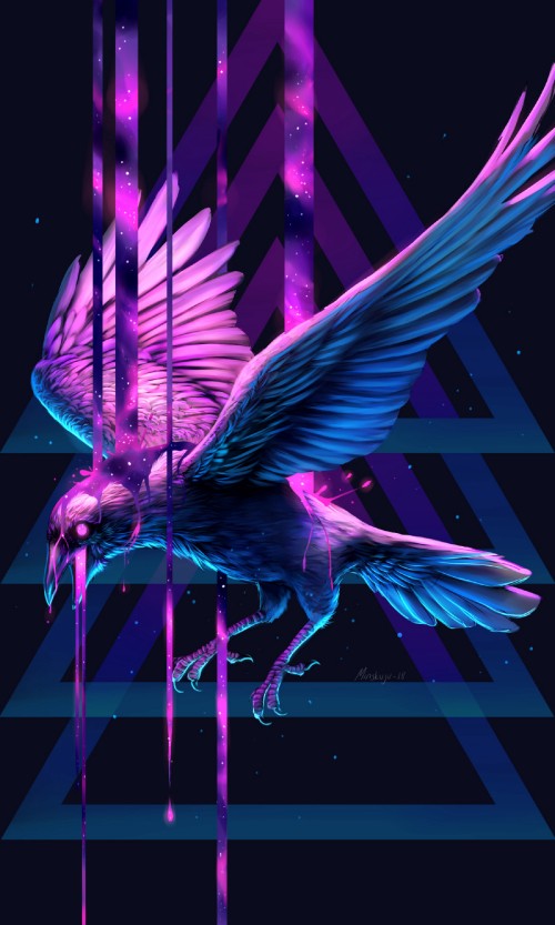 Image purple and blue bird illustration