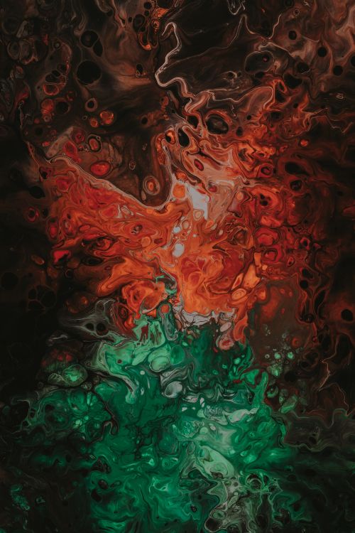 Peinture Abstraite Rouge Vert et Noir. Wallpaper in 4000x6000 Resolution