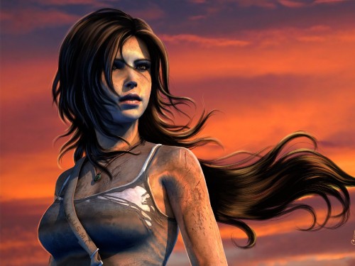 Image lara croft, tomb raider, long hair, woman warrior, muscle