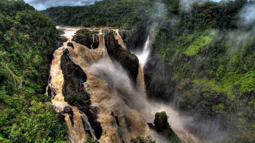 Image waterfalls in the middle of green trees