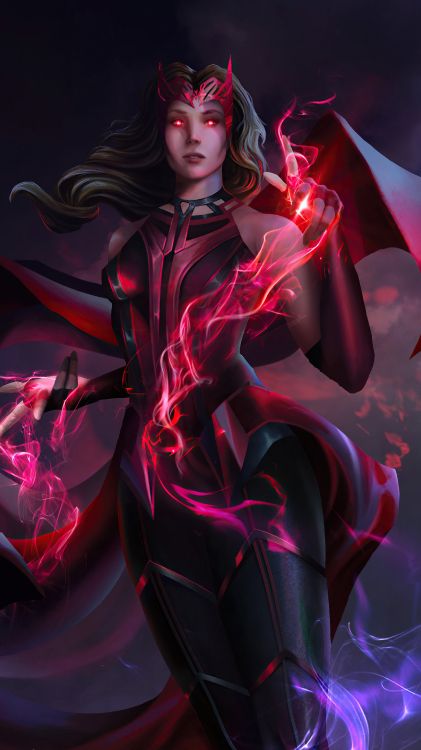 Wanda Maximoff, Wandavision, Vision, Marvel Comics, Superhéroe. Wallpaper in 2160x3840 Resolution