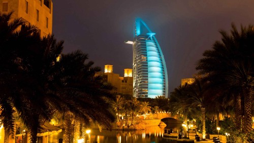 Image blue lighted building during night time