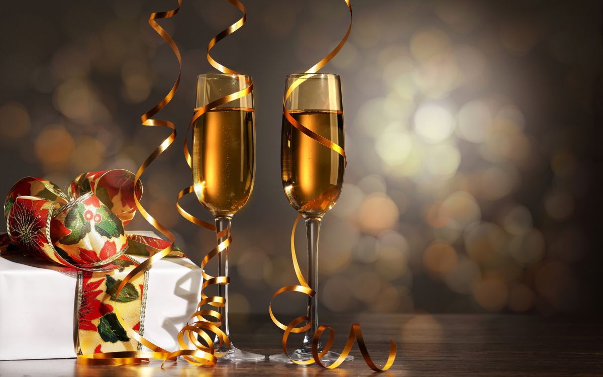 香槟, 新的一年, 葡萄酒, 生日, 高脚杯香槟 壁纸 2560x1600 允许