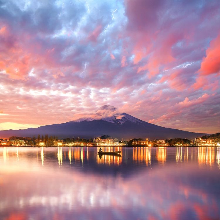 Reflexion, Natur, Cloud, Afterglow, Sonnenuntergang. Wallpaper in 3840x3840 Resolution