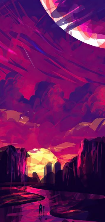 Art de Mohammed Nafay, Atmosphère, Purple, Nature, Pink. Wallpaper in 1422x3000 Resolution