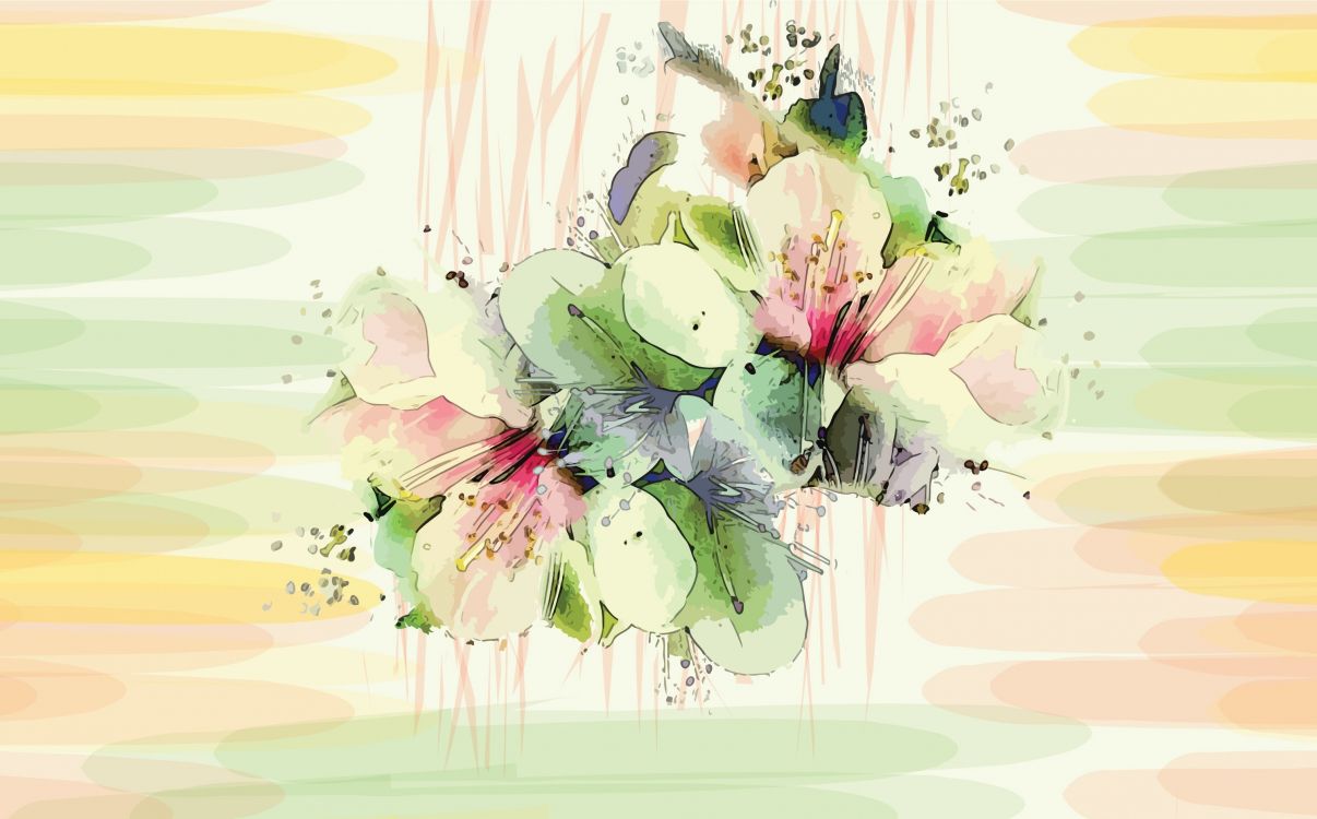 Peinture de Fleurs Roses et Blanches. Wallpaper in 2996x1863 Resolution