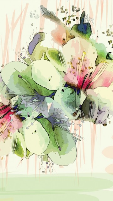 Image pink and white flowers painting