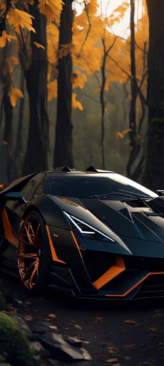 Reflexion, Car, Rad, Tire, Kapuze. Wallpaper in 1080x2400 Resolution