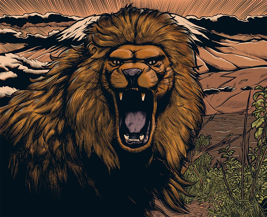 León Con la Boca Abierta Pintura. Wallpaper in 4300x3500 Resolution