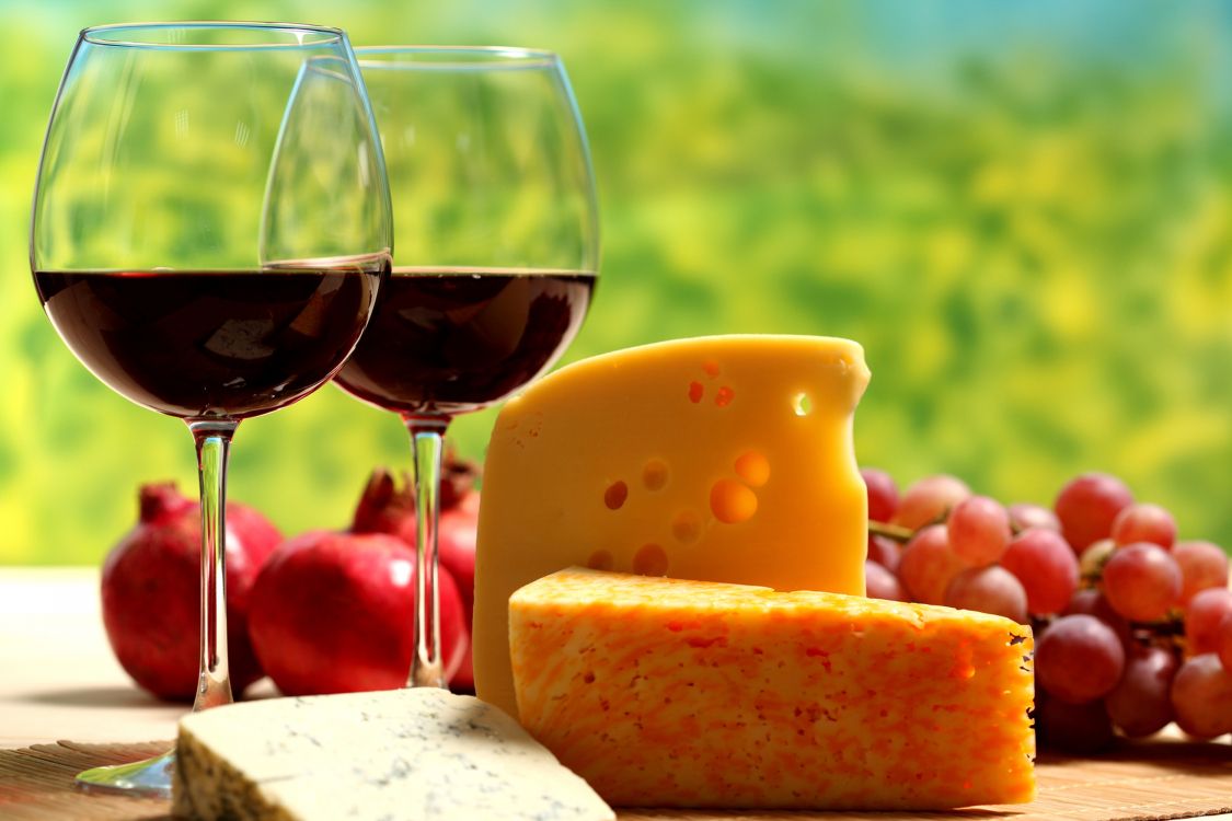 葡萄酒, 红葡萄酒, 奶酪, 葡萄酒杯, 食品 壁纸 3000x2000 允许
