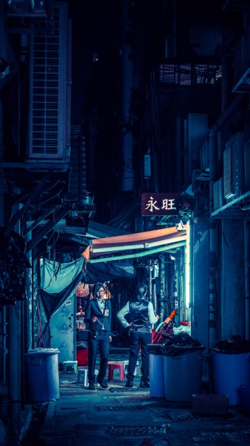 Image cyberpunk alley free, cyberpunk 2077, cyberpunk, blue, building