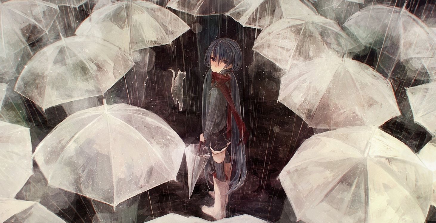 Femme en Robe Blanche Tenant un Parapluie Illustration. Wallpaper in 2106x1080 Resolution