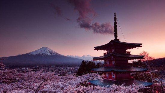 Image brown and black pagoda near mountain under cloudy sky during daytime