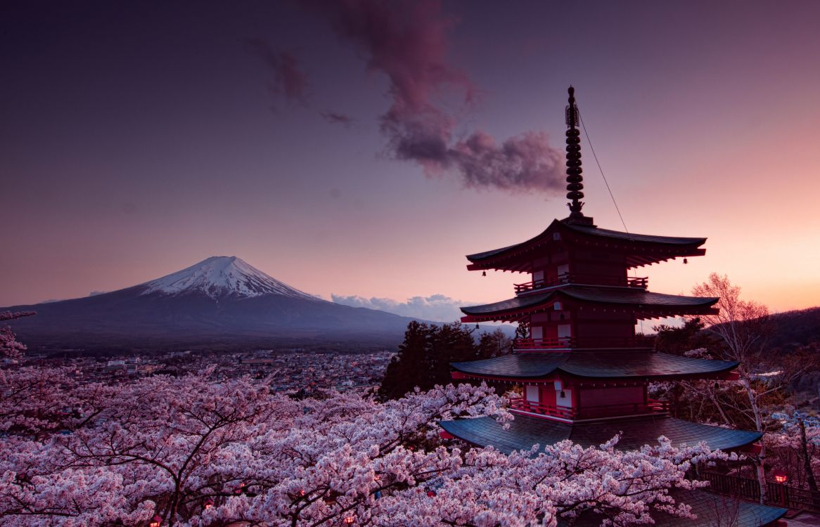 brown and black pagoda near mountain under cloudy sky during daytime