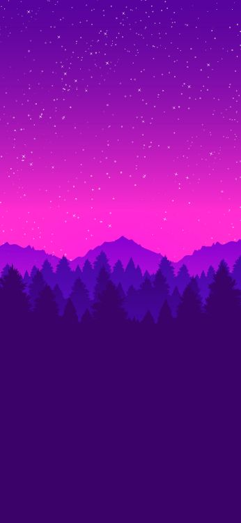 Graphisme, Dessin, Atmosphère, Purple, Paysage Naturel. Wallpaper in 2250x4872 Resolution