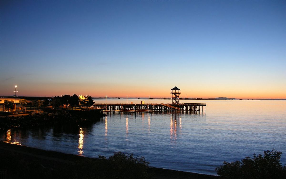 日落, 地平线, 晚上, 反射, 大海 壁纸 1920x1200 允许