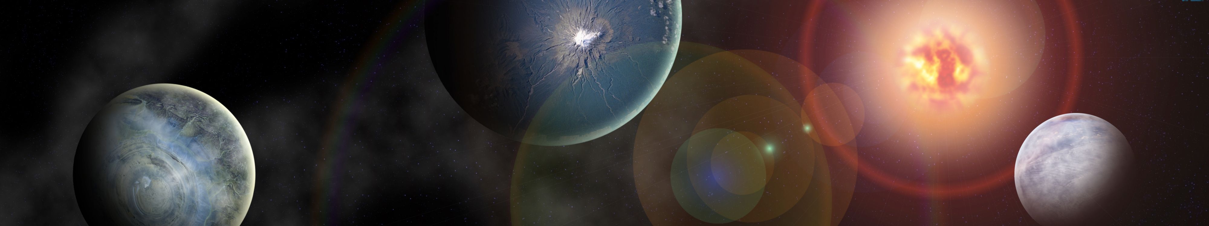 Lumière Ronde Bleue et Blanche. Wallpaper in 5760x1080 Resolution