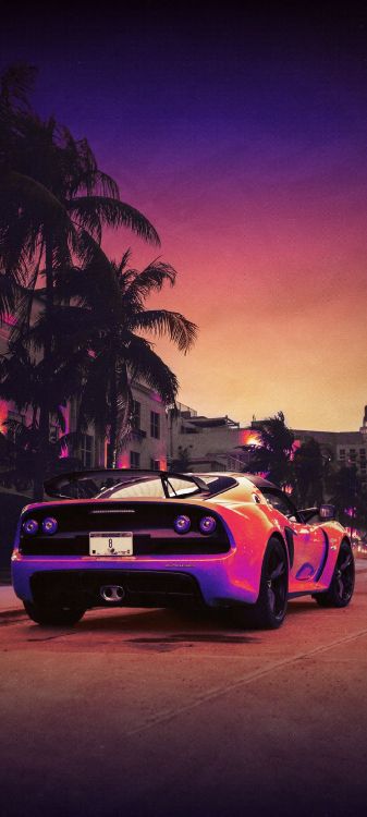 Reflexion, Poster, Miami, Rad, Car. Wallpaper in 1080x2400 Resolution