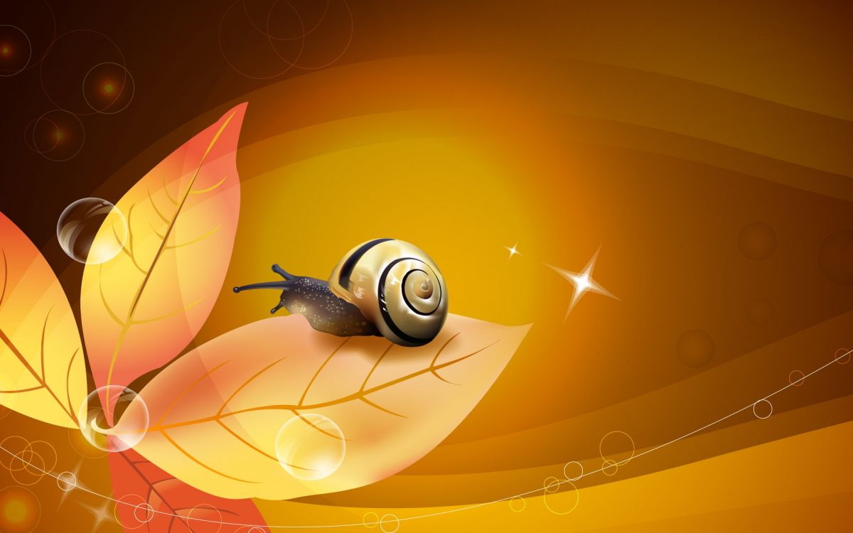 Gelbe Und Schwarze Schnecke Auf Gelber Und Orangefarbener Blumenillustration. Wallpaper in 1920x1200 Resolution