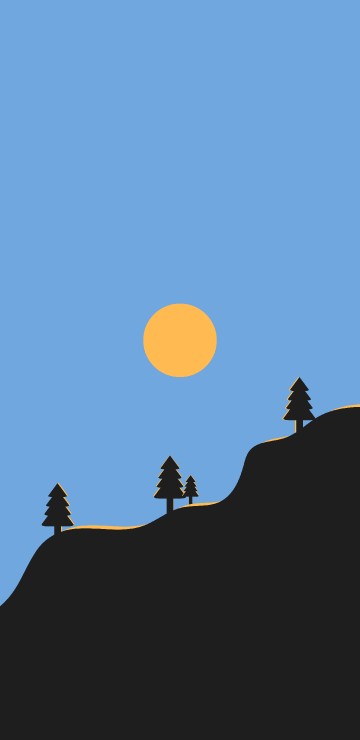 Image minimalist phone, moon, natural landscape, woody plant, slope