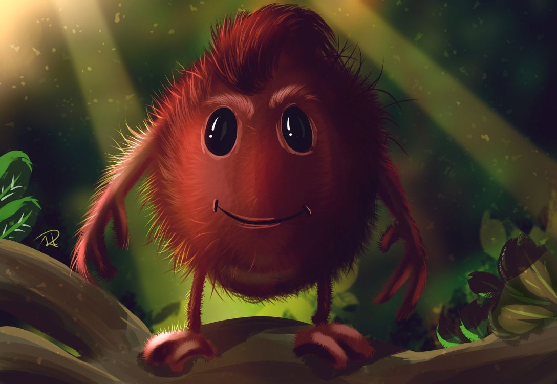 Braune Tierzeichentrickfigur im Grün-weißen Kleid. Wallpaper in 1920x1323 Resolution