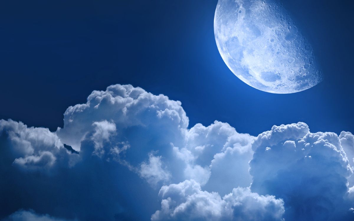 积云, 气氛, 月亮, 天空, 一天 壁纸 3840x2400 允许
