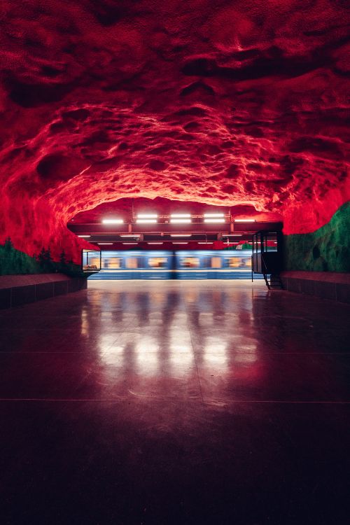 Fondos de Pantalla Piso de Concreto Marrón Con Luces Rojas y Azules