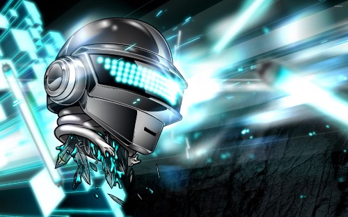 Image daft punk, poster, helmet, technology, robot