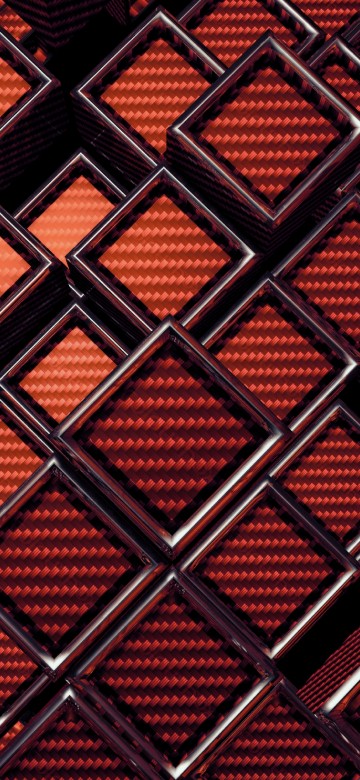 Image red and black textile on brown wooden surface