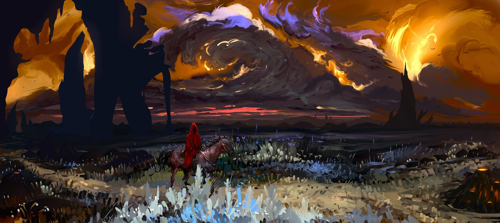 艺术, 火焰, 视觉艺术, 油画, 概念艺术 壁纸 7840x3500 允许