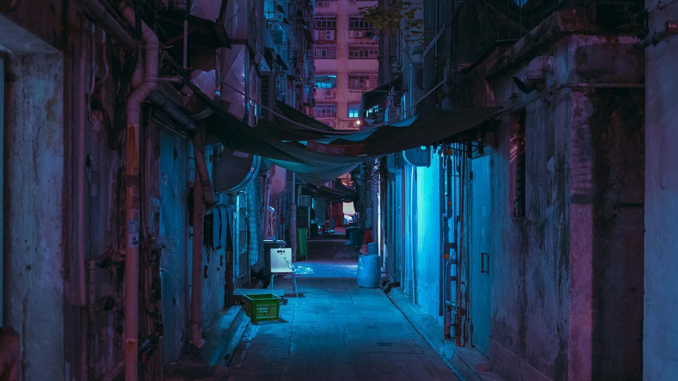 巷子里, 街, 午夜, 资本市, 光 壁纸 2560x1440 允许