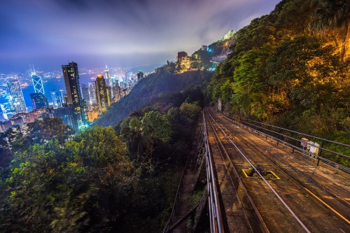 Image city buildings on mountain during night time