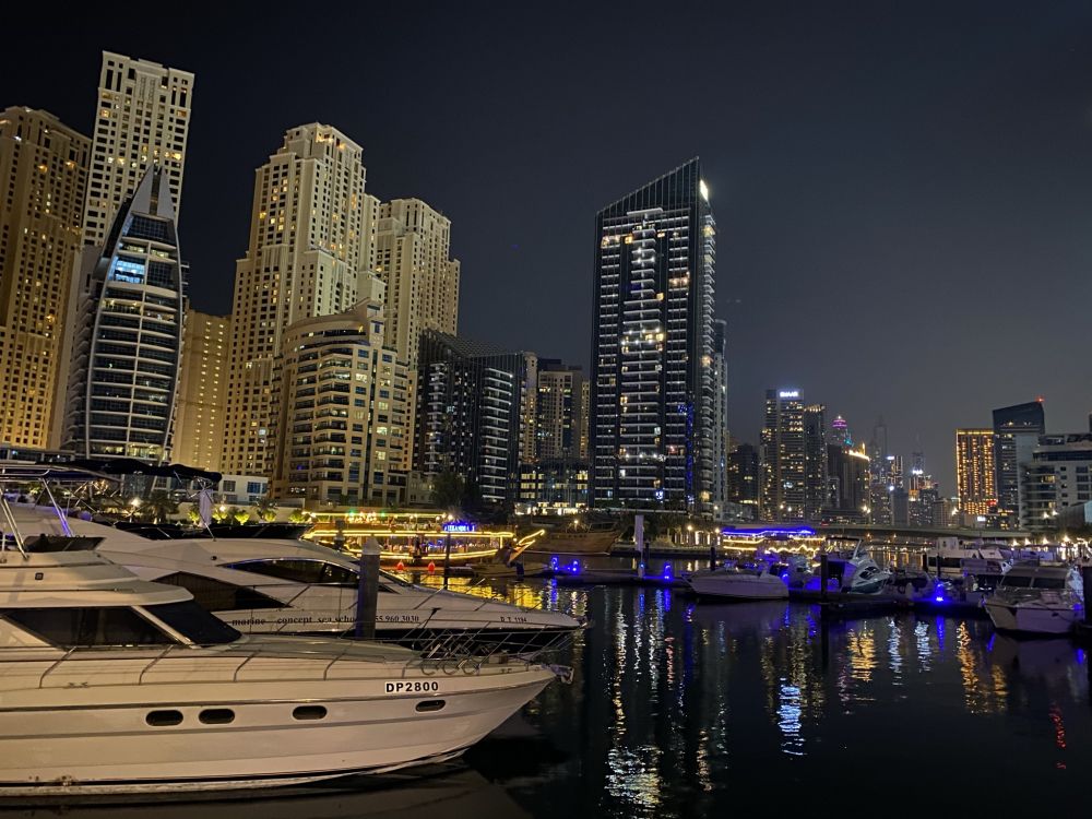 Dubai, Dubai Marina, Stadtlandschaften, Tower Block, Nacht. Wallpaper in 2048x1536 Resolution