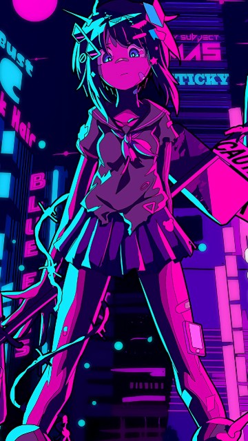 Image outrun aesthetic characters, anime, art, digital art, Aesthetics