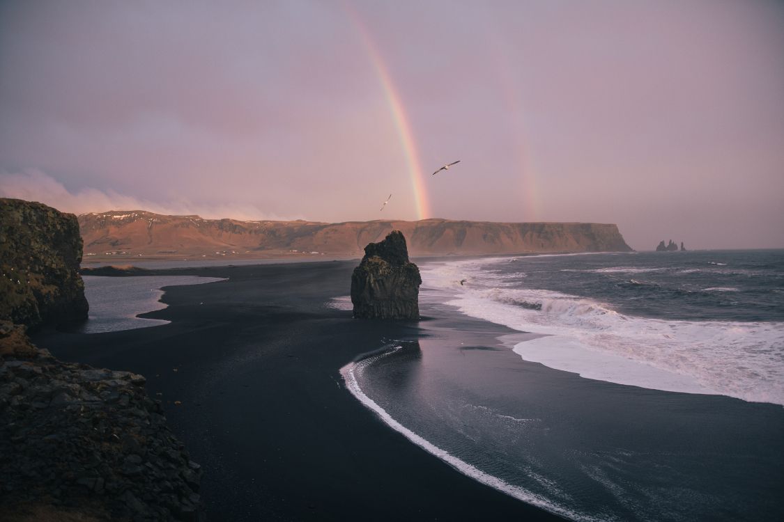 Mer, le Vent Vague, Rainbow, Rock, Côte. Wallpaper in 5568x3712 Resolution