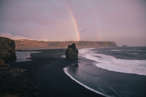 Image sea, wind wave, rainbow, rock, coast