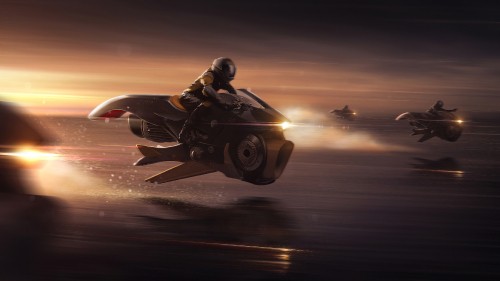 Image flying motorcycle 3d, digital art, motorcycle, bicycle, science fiction