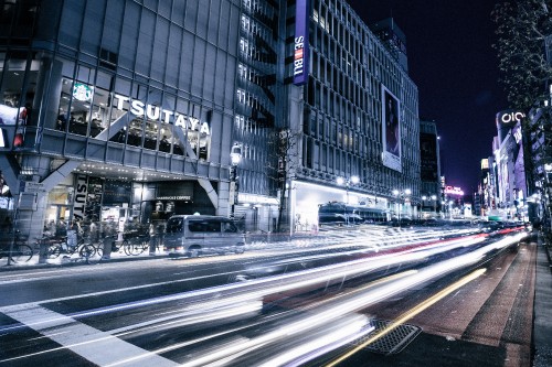 Image time lapse photography of city street during night time