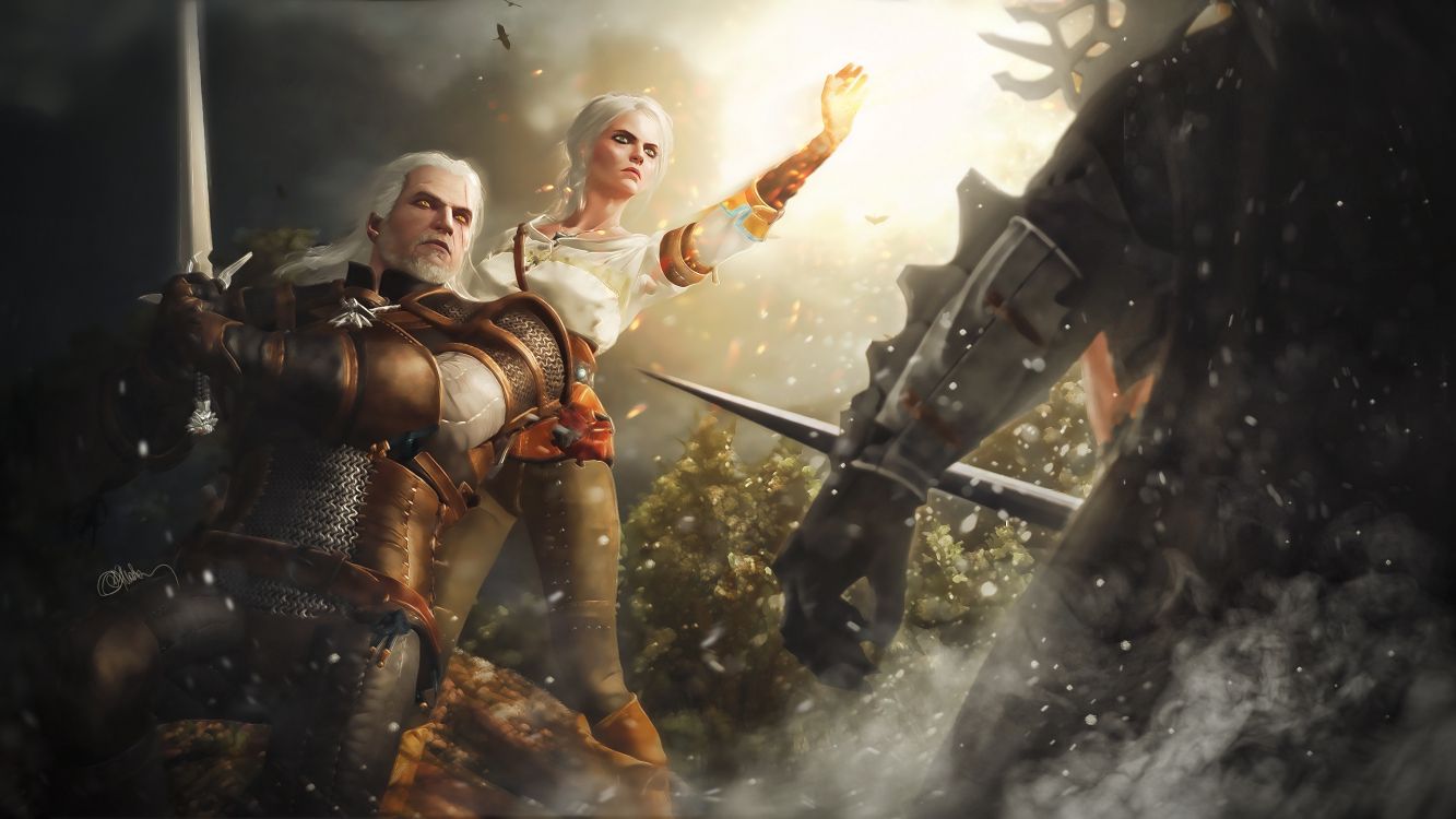 The Witcher 3 Wild Hunt, Ciri, Geralt Von Riva, The Witcher, Pc-Spiel. Wallpaper in 2560x1440 Resolution