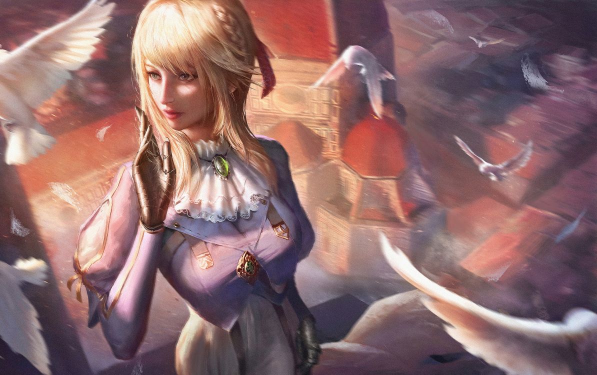 Femme Aux Cheveux Blonds en Robe Verte et Noire Personnage D'anime. Wallpaper in 1920x1206 Resolution