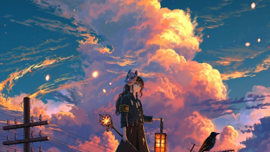 Image anime, anime art, cloud, world, building