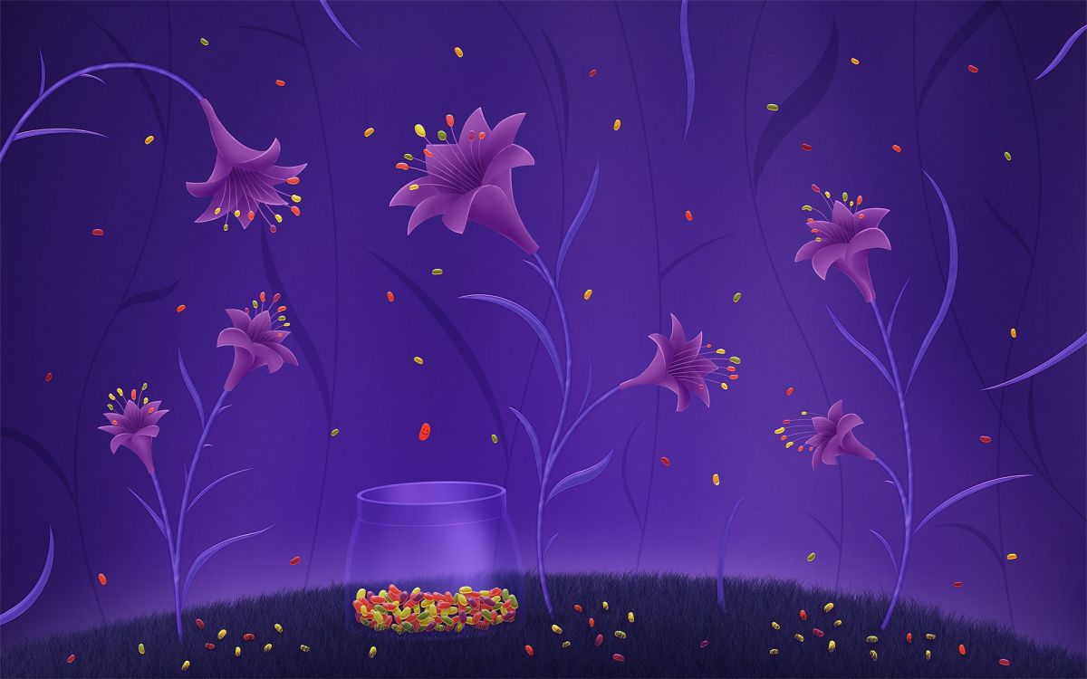 Illustration de Papillon Violet et Blanc. Wallpaper in 1920x1200 Resolution