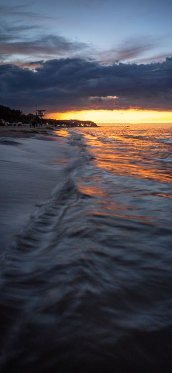 Mer, Heringsdorf, Côte, Plage, Fluide. Wallpaper in 1080x2340 Resolution
