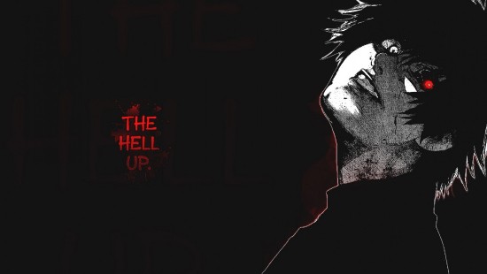 Image man in black hoodie with black background