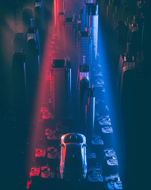Autos Auf Der Straße Während Der Nachtzeit. Wallpaper in 2399x3000 Resolution
